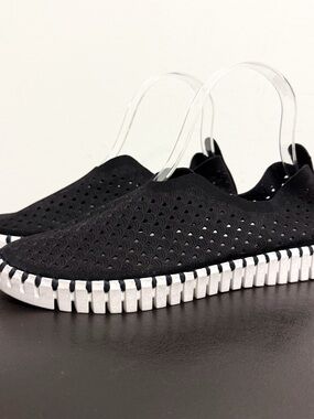 Ilse Jacobsen Black Tulip Slip In 139 Microfabric Laser Cut Shoes 38 7.5 8